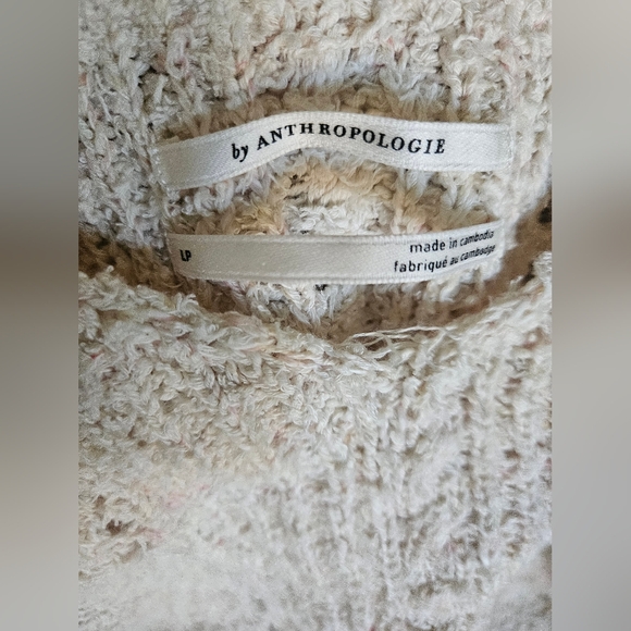 NWOT Anthropologie V-neck Pointelle Sweater Tank Ivory/ Multi MarbleLinen - Picture 8 of 14